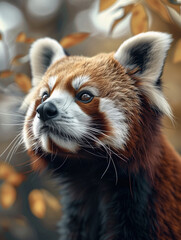 Obraz premium Red Panda, Ailurus fulgens, Lesser Panda Close Up Portrait in Wildlife