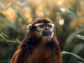 Fototapeta premium De Brazza's Monkey, African Primate, Arboreal Species in the Wild