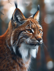 Fototapeta premium Canada Lynx, Lynx in Natural Forest Habitat