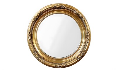 Round mirror in a gold frame psd. 