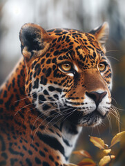 Obraz premium Majestic Jaguar, Wild Cat in Forest, Wildlife Portrait