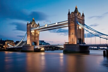 Fototapeta premium London Bridge and Evening Cityscape Superimposed Exposure - Fresh Artistic Creation