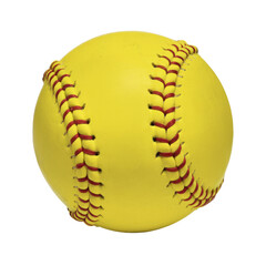 Yellow softball isolated on transparent background. PNG file.