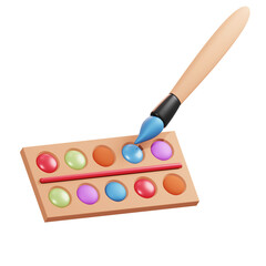 Isolated 3D Color Palette With Brush
