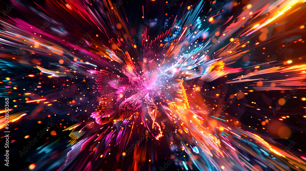 Canvas Prints a colorful explosion of light and fire.