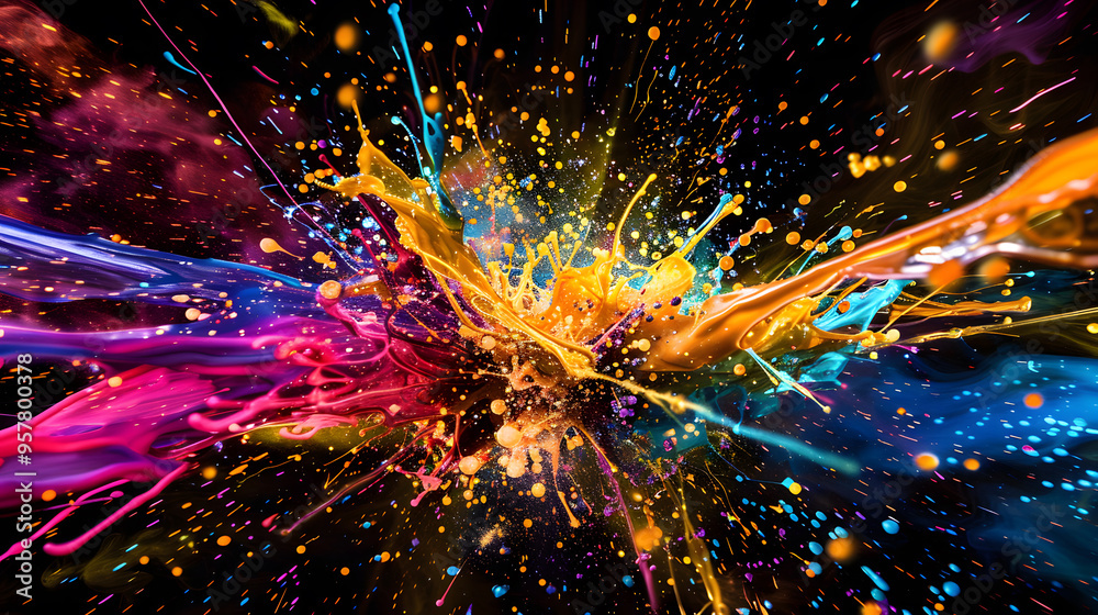 Canvas Prints a colorful explosion of light and fire.