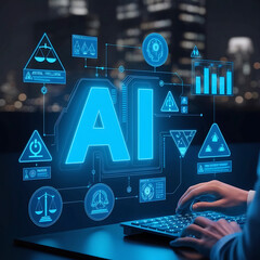 Internet technology and people's networks use AI to help with work, AI technology in everyday life, Artificial Intelligence Processor Concept.