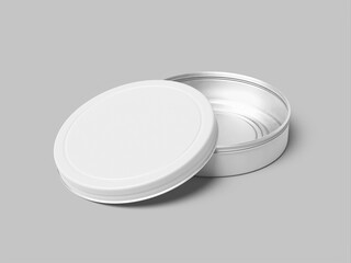 3D Render Blank Round Tin Can Mockup