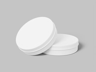 Round Blank Metal Tin Can Package Mockup 3D Rendered