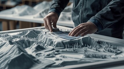 Architectural designers are showing off sustainable green building models with innovative, environmentally friendly renewable energy.