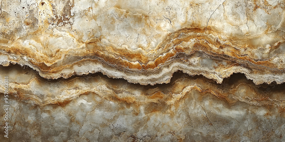 Canvas Prints A close-up of natural stone with a variety of brown and yellow hues. The texture of the stone is highlighted in the image.