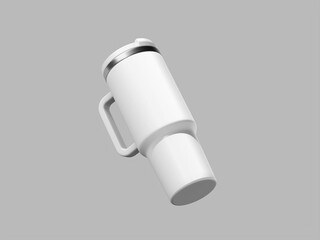 White Blank Tumbler With Handle Mockup 3D Render