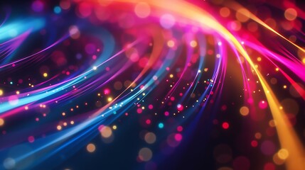 High speed internet fiber optic technology glowing digital on dark background