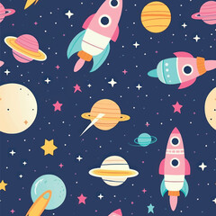 Colorful space-themed pattern design