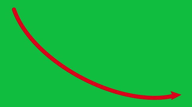 Red downward arrow on green screen backgrounds