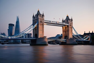 Obraz premium Stunning Minimalist Digital Artwork of Tower Bridge and London City Skyline