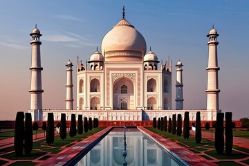 Obraz premium Stunning Representation of Taj Mahal in India Embracing Minimalist Artistic Styles