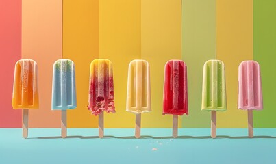 Set of bright ice cream popsicle. 