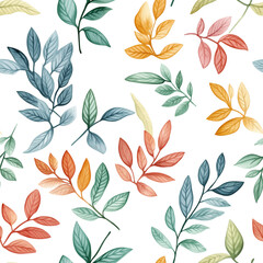 Watercolor leaf Pattern, leaves seamless pattern design
