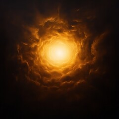 Fototapeta premium A mesmerizing depiction of a glowing light surrounded by dark, swirling clouds, evoking a sense of mystery and wonder.