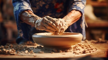 Clay artistry: pottery, practice of molding clay into various forms, blending traditional techniques with modern designs to produce unique, handcrafted ceramics for use and aesthetic enjoyment.