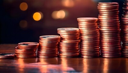 Pile of gold coins on studio backdrop background It is a symbol of wealth and financial success.