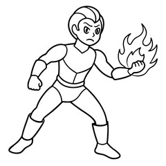 Superhero kid using ice powers to stop a fire