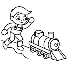 Superhero kid saving a train from derailing