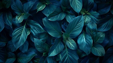 Lush Green Tropical Leaves with Deep Veins