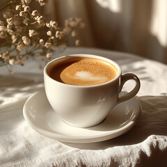 Marble Table Coffee with Latte Art