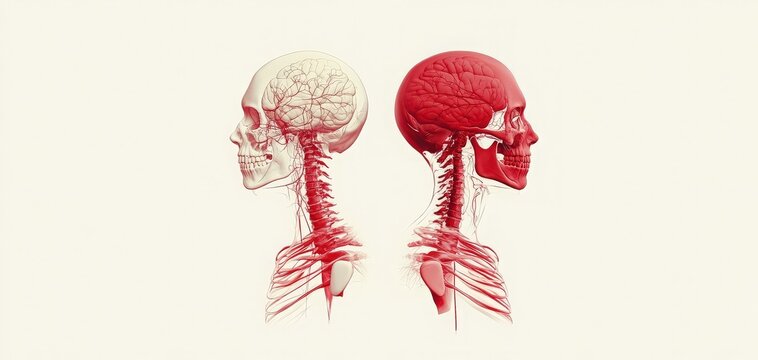 red and white human skulls anatomy study clip art preview