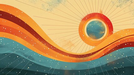 Abstract Art with Curved Lines, Circles, and Dots