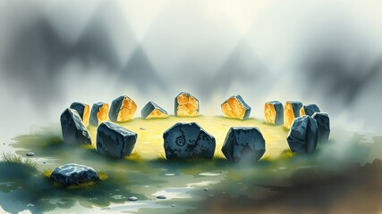 Obraz premium Glow Banner Simple Illustration for Landscape or Graphic Resources