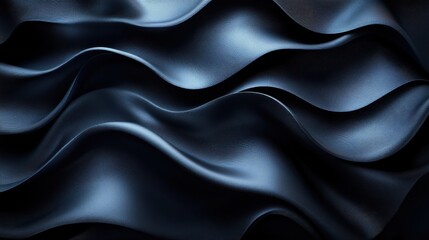 Fototapeta premium 3D abstract fashion background with a black wavy ribbon in a dark room folded scroll.