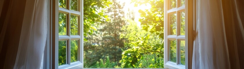 Fototapeta premium Embracing New Beginnings: Fresh Air and Opportunities Through an Open Window