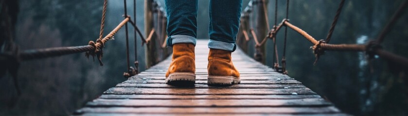 Embracing Change: Person Stepping onto Bridge Symbolizing New Adventure and Fresh Start
