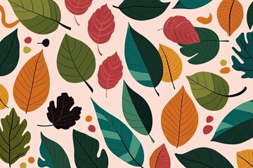 Fototapeta premium Vibrant Abstract Impressionism Leaves Art with Bold Colors on Dynamic Background