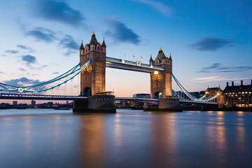 Obraz premium London Bridge Night View Artistic Overlay of Cityscape Exposure