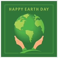 Hand holding a globe. Save the planet from destruction. Earth Day concept. Flat vector illustration.