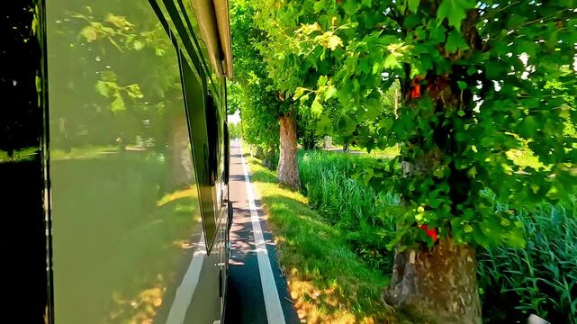 POV: Caravan on italian road in summer 
