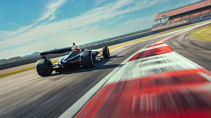 Dynamic Formula Car Racing on Track.