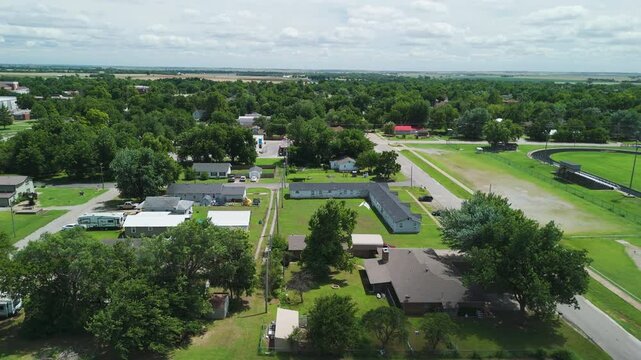Tonkawa Oklahoma Water Tower - Aerial Neighborhood Reveal