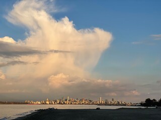 sunset over the city