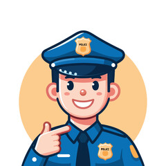 smiling police officer in a blue uniform