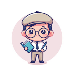 a teacher with glasses and holding a book