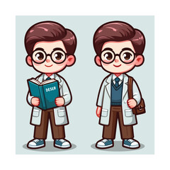 a teacher with glasses and holding a book