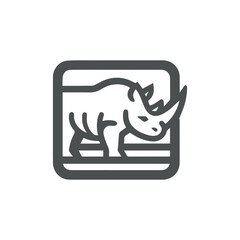 Modern rhino square logo © Fajarhidayah11