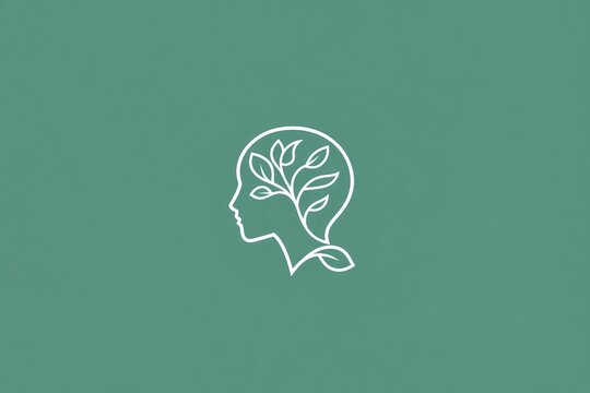 Simple Mental Health Logo Icon on Single Color Background, Featuring Clean and Straightforward Design with Minimal Elements to Convey Mental Well-Being, Enhancing Visibility and Clarity