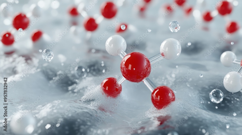 Wall mural conceptual image of ionic bonding in everyday compounds, like table salt, with atoms and bonds highl