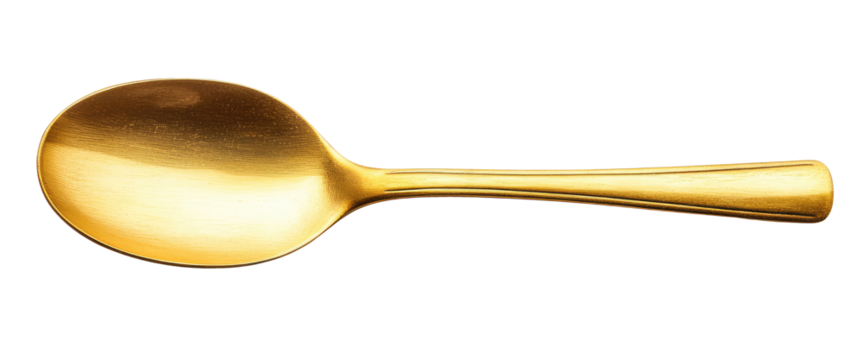 Gold spoon isolated on transparent background